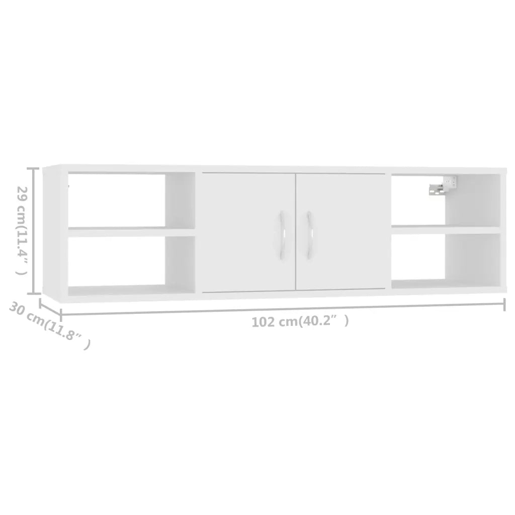 Scaffale a Parete Bianco 102x30x29 cm in Legno Multistrato 806256
