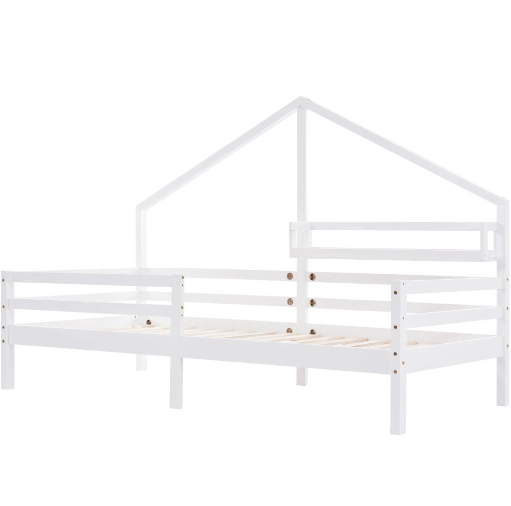 Letto a casetta per bambini 90x200 cm bianco con mensola
