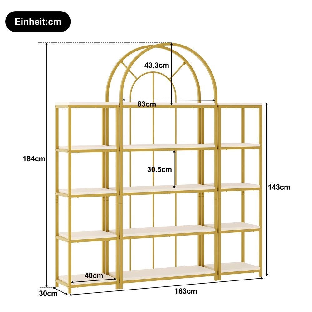 Libreria Modulare con Ripiani in MDF ¨C Xylo ¨C Bianco/Oro, 163x30x184 cm