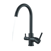 JULIE | Rubinetto per acqua potabile a 3 vienero opaco|da cucina ad osmosi in acciaio inossidabile  miscelatore: ruotabile a 360°|Filtra 3 connessioni