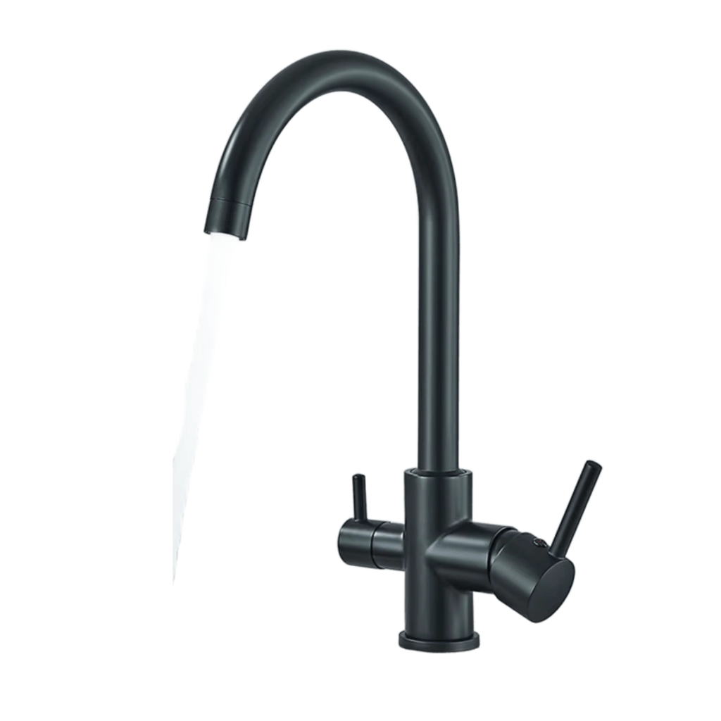 JULIE | Rubinetto per acqua potabile a 3 vienero opaco|da cucina ad osmosi in acciaio inossidabile  miscelatore: ruotabile a 360°|Filtra 3 connessioni