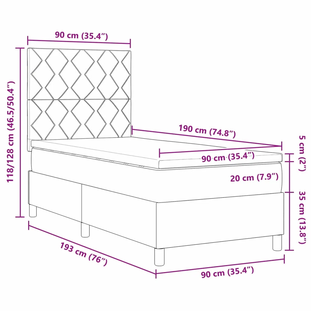 Letto a molle con materasso con led Talpa 90 x 190 cm Tessuto 3342911