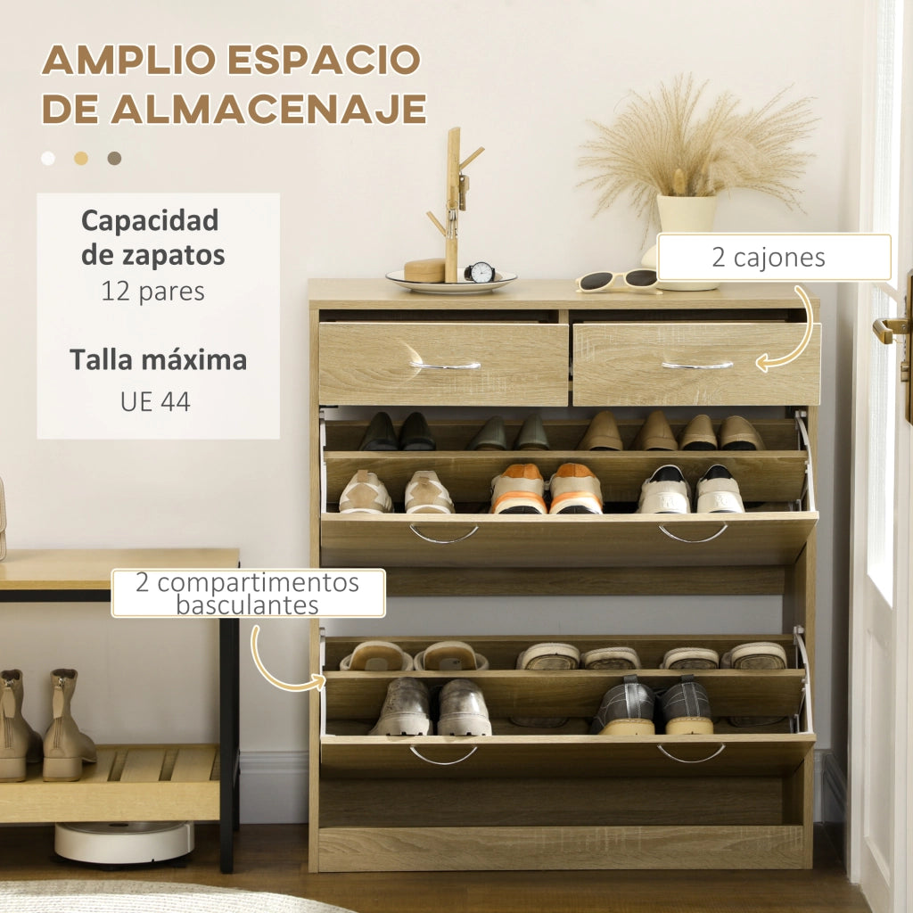 Armadio per Scarpe con 2 Cassetti ¨C zephmum ¨C 80x30x91,5 cm Robe