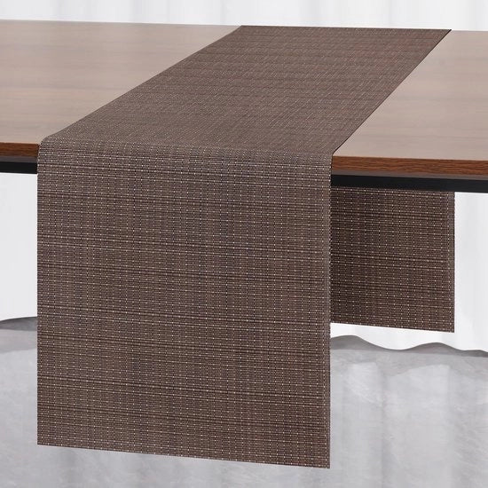 Tavolo da giardino, moderno tavolo da giardino, lavabile, isolante al calore PVC per esterni, per abitazioni, ristoranti e alberghi, 30 x 183 cm (marrone 2)