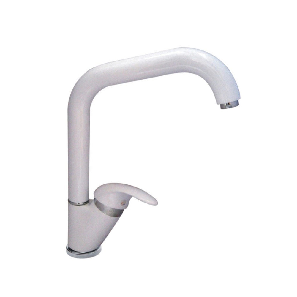 Trade Shop - Miscelatore Lavello Canna Quadrato Bianco Lavandino Lavello Cucina Mono-comando -