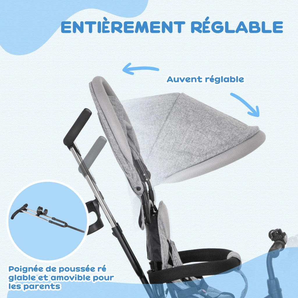 Triciclo per Bambini ¨C zephmum ¨C Grigio Nero 95x50x106 cm