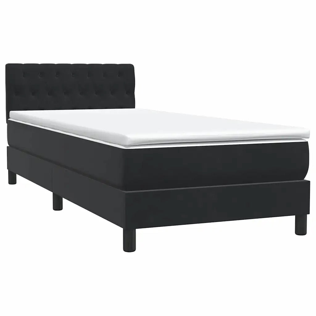 vidaXL Giroletto a Molle con Materasso Nero 90x210 cm in Velluto