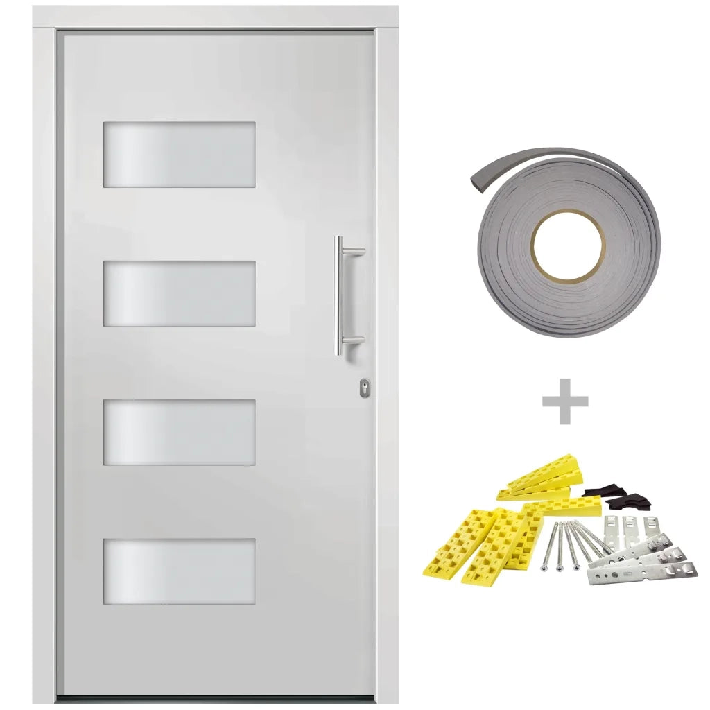 Porta d'Ingresso in Alluminio e PVC Bianco 100x210 cm cod mxl 72121