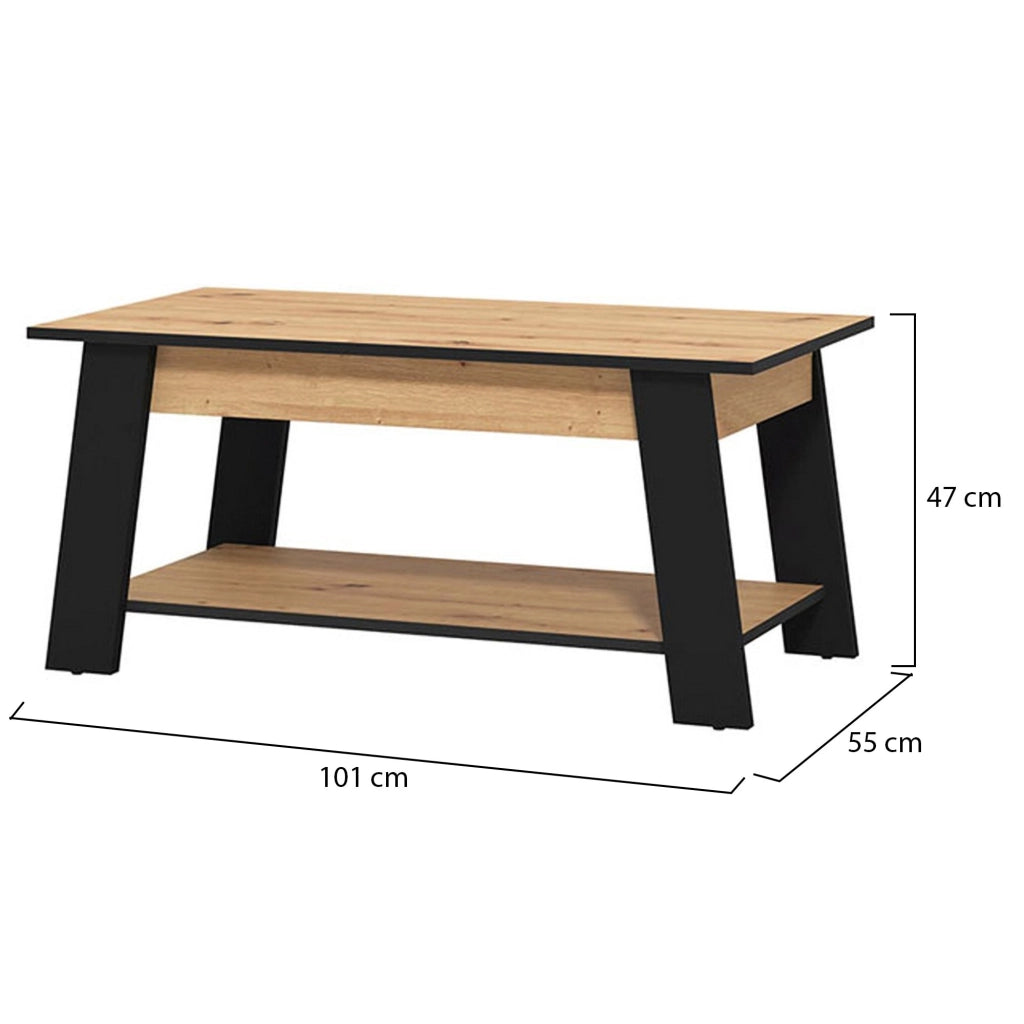 Casaglia, Tavolino da Salotto un Vano, 101x54.5x46.5h cm Marrone Rovere Nodi