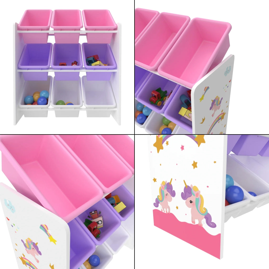 Scaffale portaoggetti per bambini Muxía con 9 scomparti aperti bianco/viola/rosa 03_0006988
