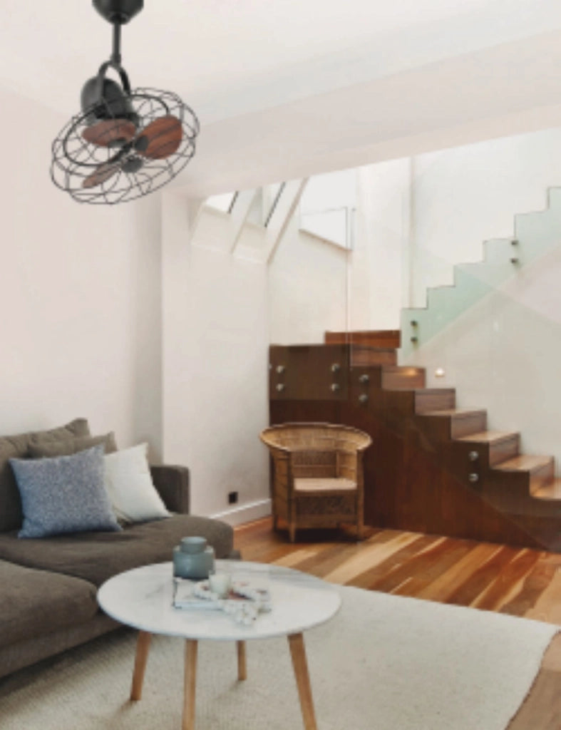 FARO Ventilatore da soffitto 13 m² acciaio marrone 3 velocita regolatore a parete incluso funzione estate-inverno flusso aria 9333 m³-min KEIKI FARO-33715