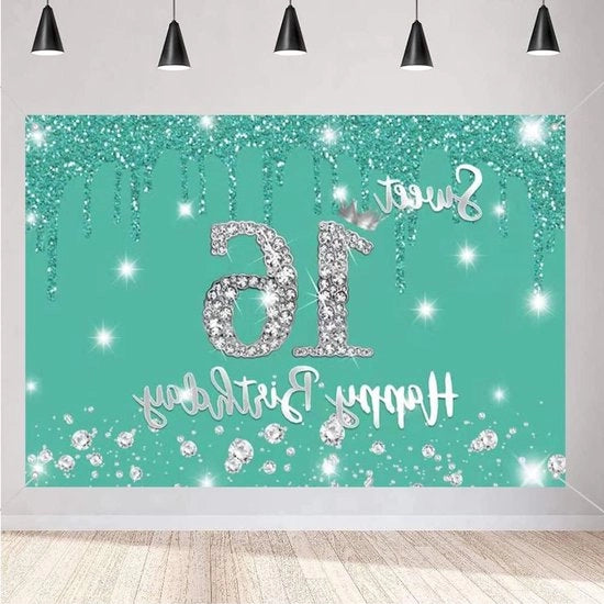 Decorazione di compleanno per bambina di 16 anni - Tema azzurro turquesa