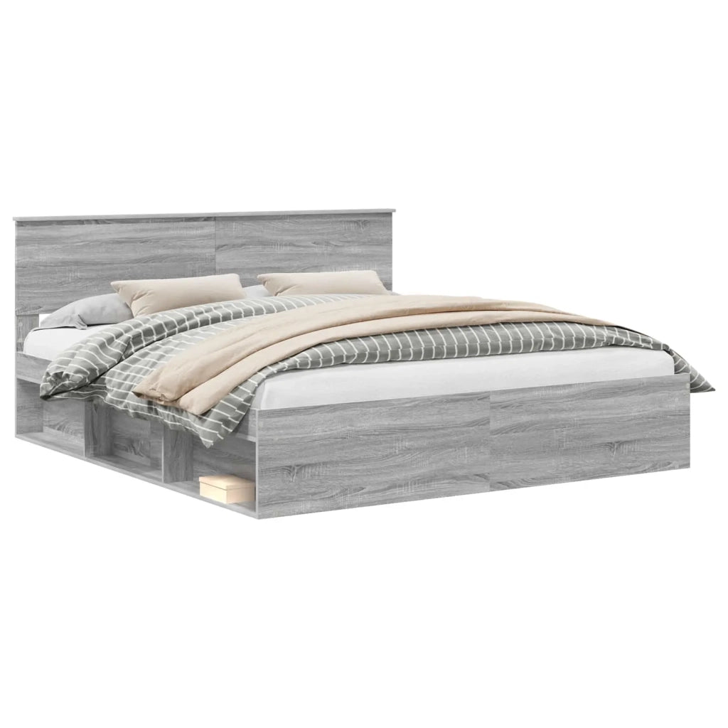 Struttura del letto con testiera Grigio Sonoma 200 x 200 cm 3407837