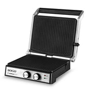 Piastra grill elettrica 2000W apribile 180°, piastre antiaderenti ceramiche con termostato e vassoio raccogli grasso - Sogo