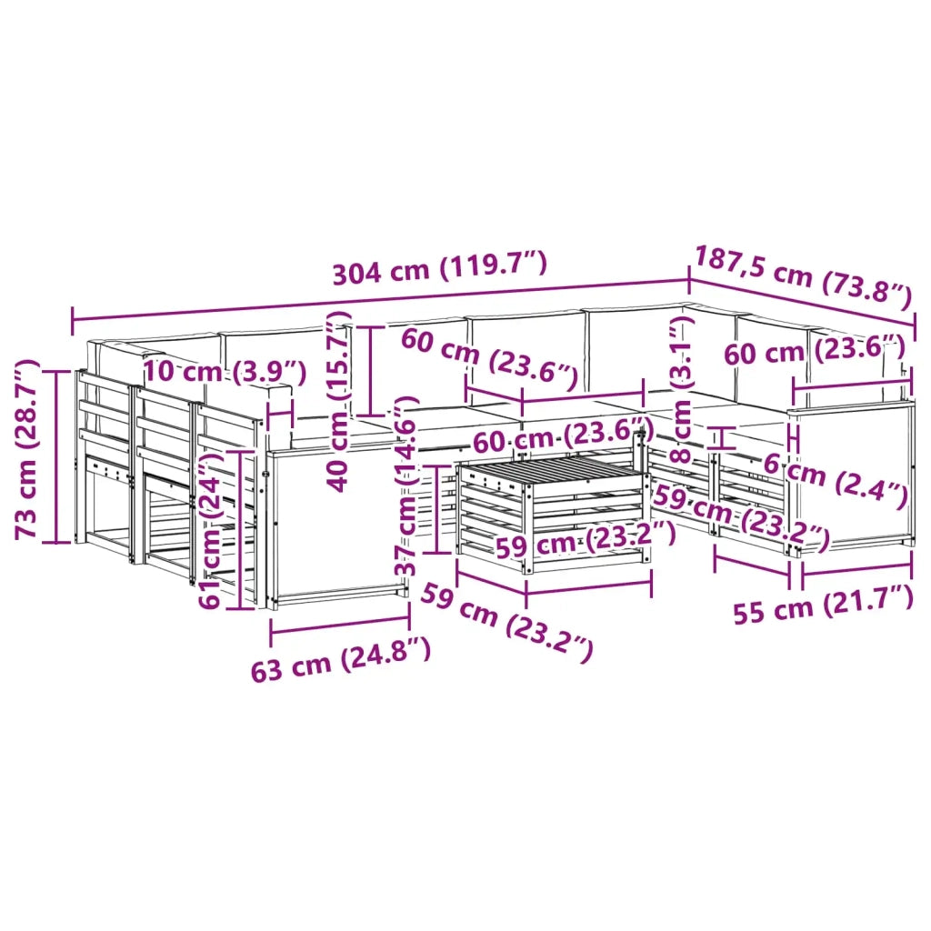 Set divani Legno di Acacia Massello 3384866