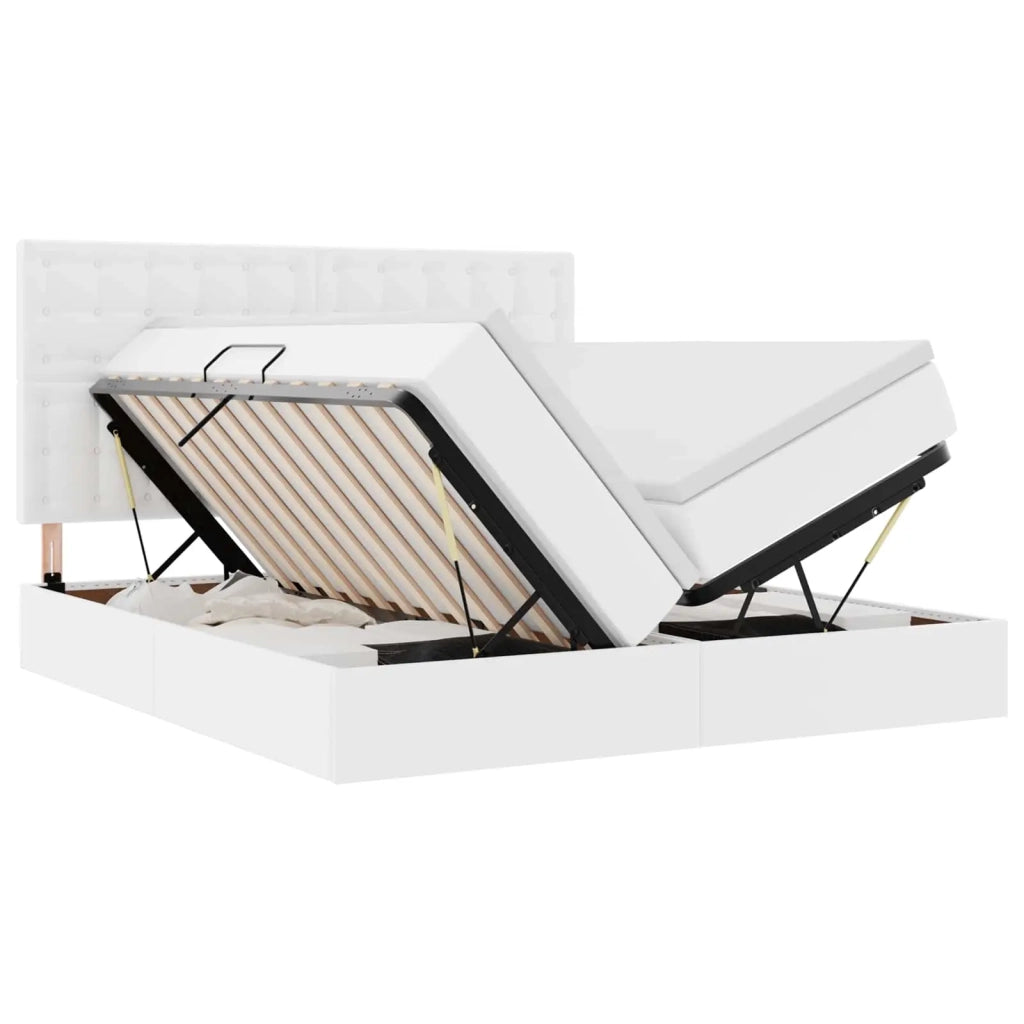 Letto con contenitore e materasso Bianco Puro 180 x 200 cm