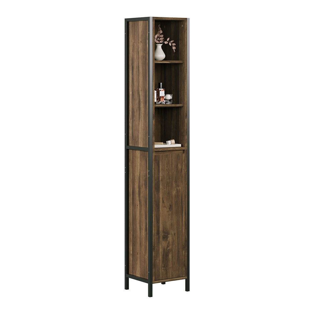 Vicco Armadio per il bagno Quercia/nero 30 x 167.5 cm con 3 scomparti aperti e 3 chiusi
