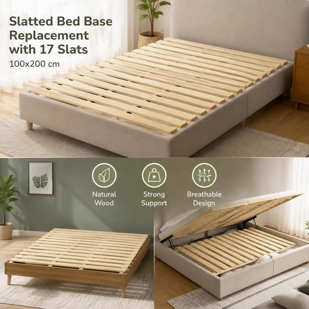 Bed Slatted Frame Replacement With 17 Slats 100x200 Cm