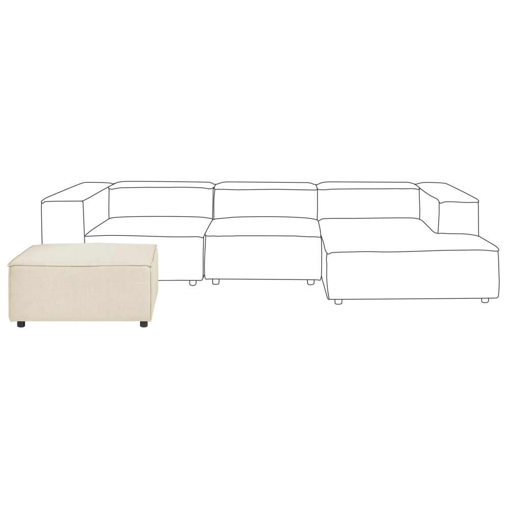Poggiapiedi quadrato con rivestimento in lino di poliestere beige soggiorno salotto