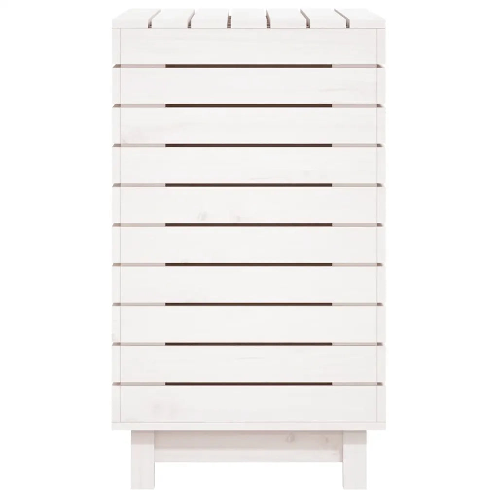 Cesto per Bucato Bianco 88,5x44x76 cm Legno Massello Pino 832324