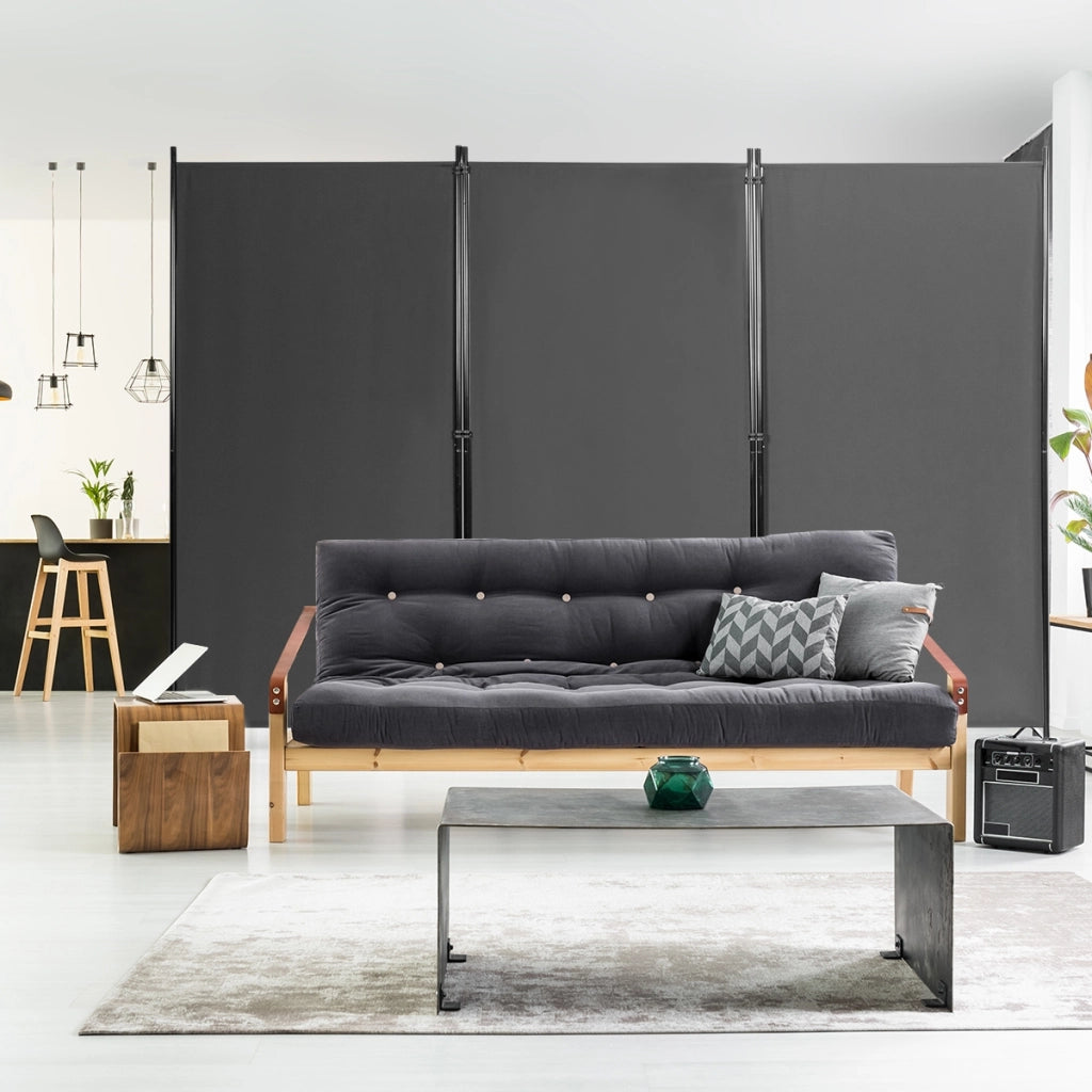 Divisore con 3 pannelli per casa ufficio, Separatore pieghevole con cardini durevoli 260x183cm Grigio-Separ¨¨