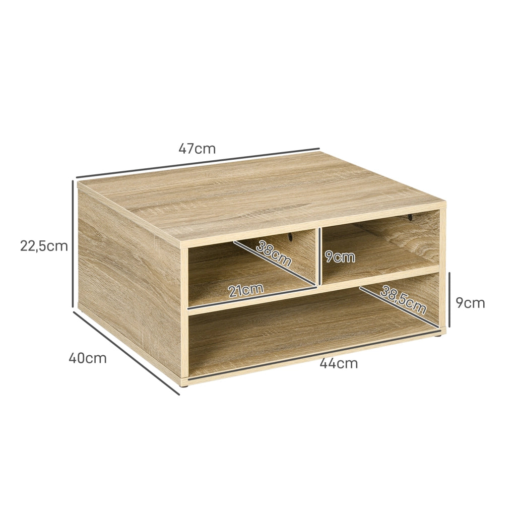 Organizzatore scrivania legno 3 compartimenti supporto stampante ¨C zephmum ¨C 47x40x22.5 cm