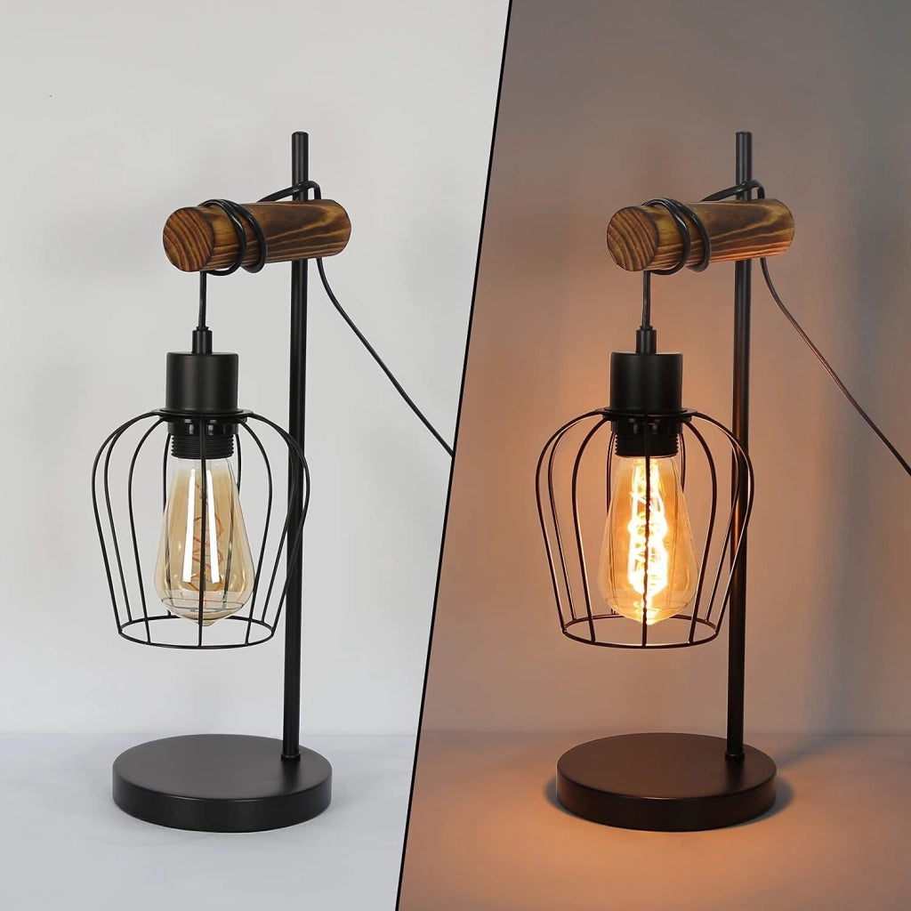 ZMH Lampada da tavolo retrò nera industriale E27 per soggiorno ufficio camera letto