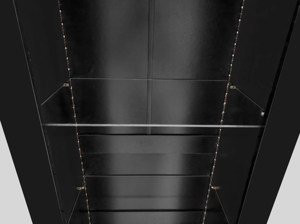 Vetrina alta con LED e 3 ripiani in vetro; 55x38x166 cm; nero lucido