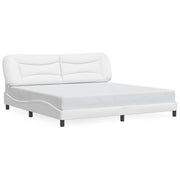 Letto matrimoniale | Letto per adulti | Giroletto senza Materasso Hvar Bianco 200x200 cm in Similpelle