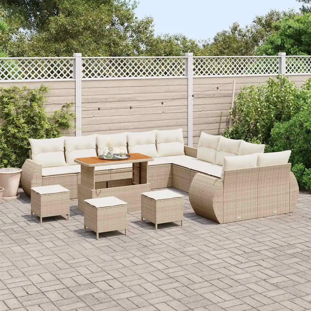 Set Divano da Giardino 14 pcs Beige polyrattan 3361941