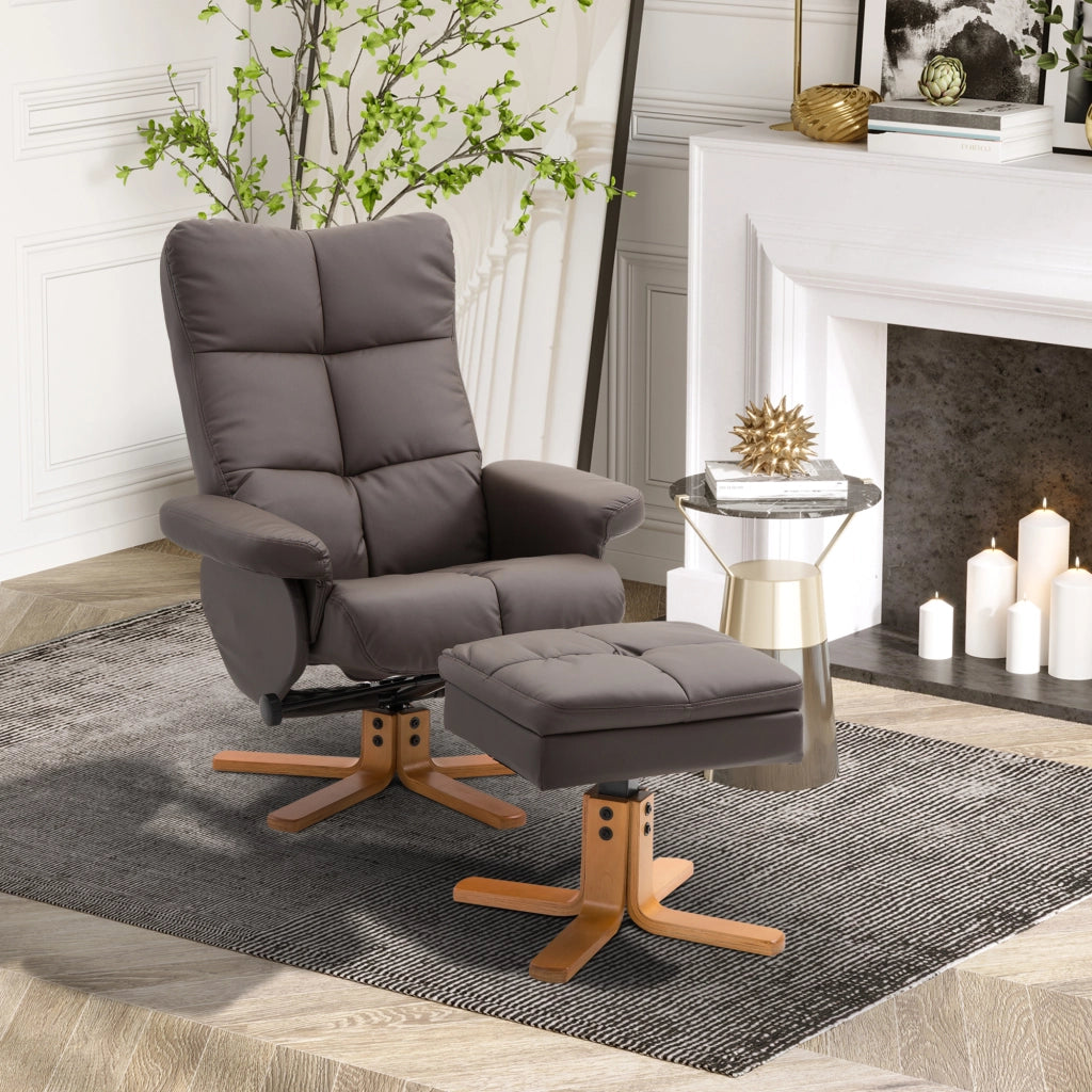 Poltrona Relax Girevole 360¡ã con Poggiapiedi ¨C Zephmum ¨C Marrone, Similpelle