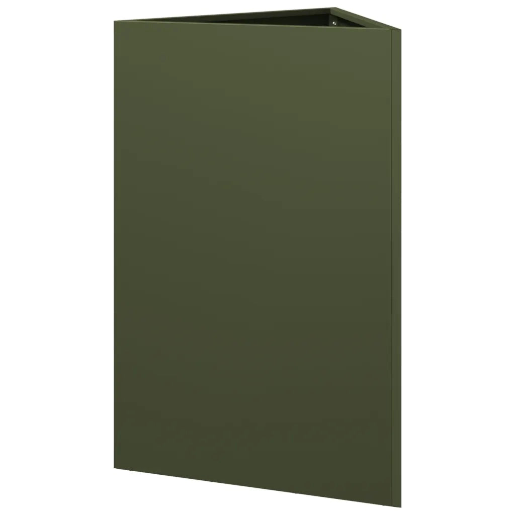 Fioriera da Giardino Verde Oliva Triangolare 50x43x75cm Acciaio 851177