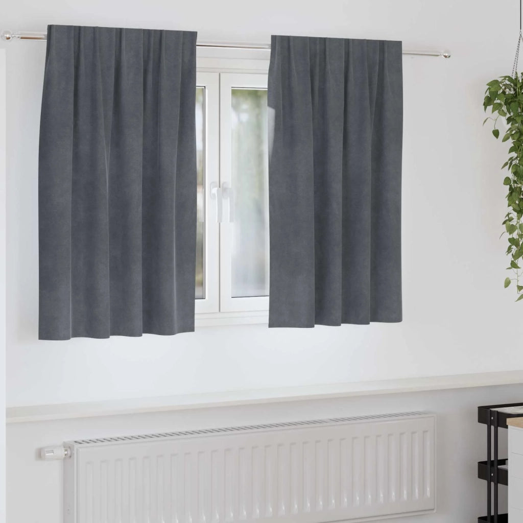 Tende oscuranti 2 pcs Grigio chiaro 140 x 140 cm Velluto 4107288