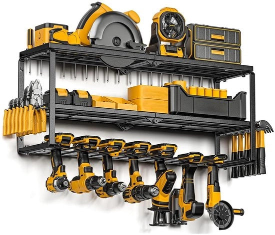 Regolabarre in Metallo con Sostegno per Elettrotool 3 Livelli di Magazzino per Strumenti Organizzatore per Garage, Keller o Laboratorio (66 * 31 * 20CM)
