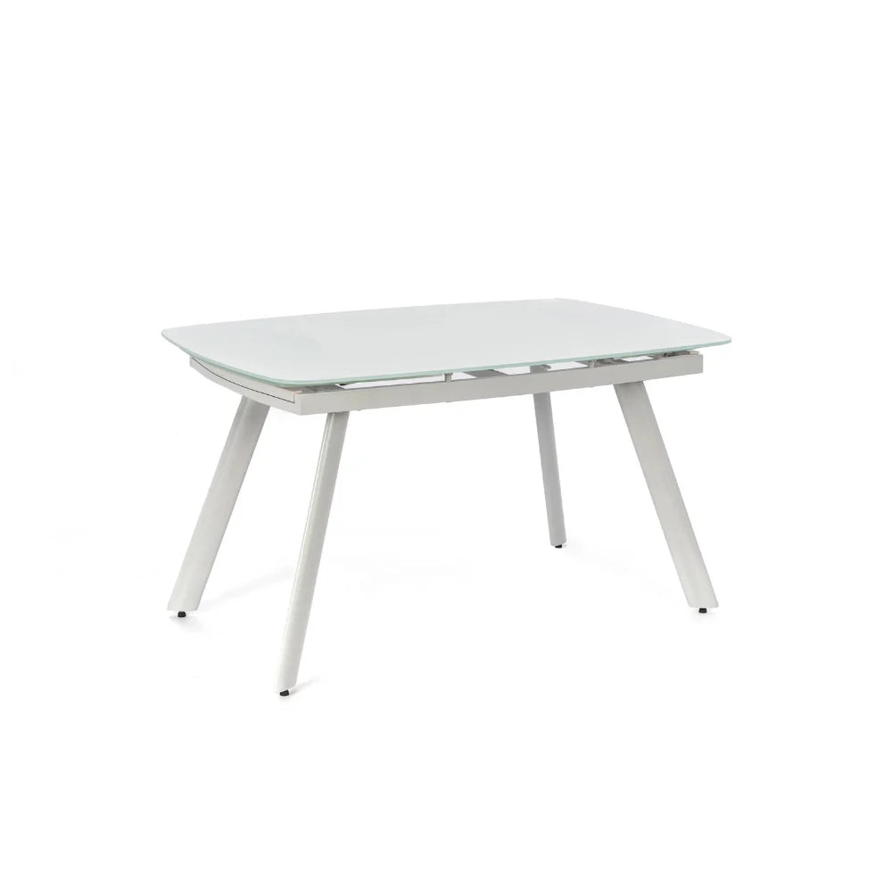 Tavolo da pranzo allungabile in vetro temperato bianco Blanco 140-210x90 cm fino a 8 posti | Duzzle