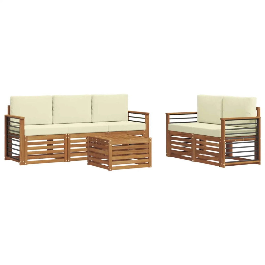 Set di divani da esterno 6 pz Naturale e Crema 3374380