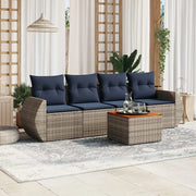 Set Divani da Giardino 5 pz con Cuscini Grigio in Polyrattan 3224885