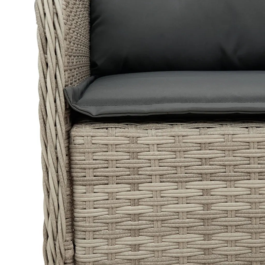 Set Pranzo da Giardino 5pz con Cuscini Grigio Chiaro Polyrattan
