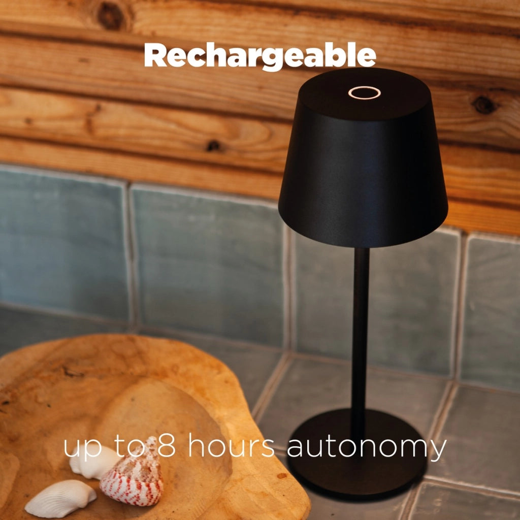 Lampada da tavolo esterna LED 1,1W batteria IP54 nera Lutec ROBLE