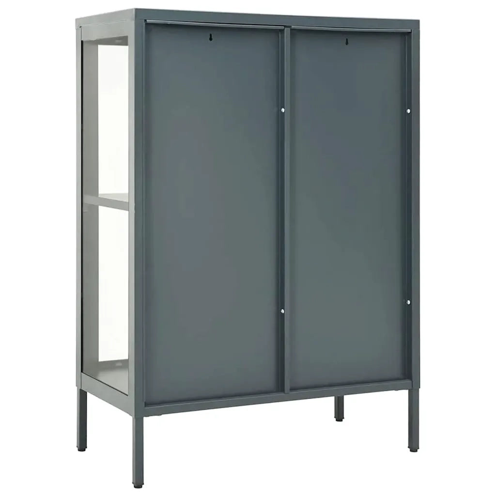 Credenza Antracite 75x35x105 cm in Acciaio e Vetro cod mxl 20174