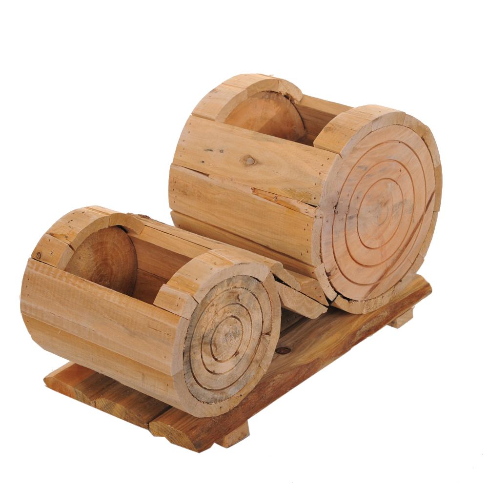 Portavasi con Vasi x 2 Legno 37 cm Larghezza Legno 37 cm Scv