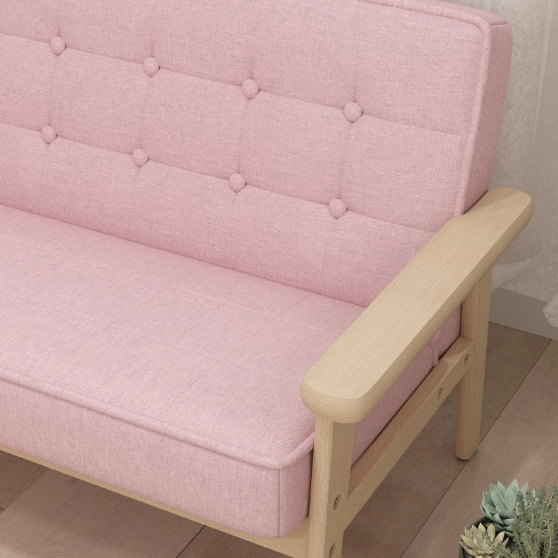 DIVANO per bambini 77x42x48 cm Rosa in legno e tessuto