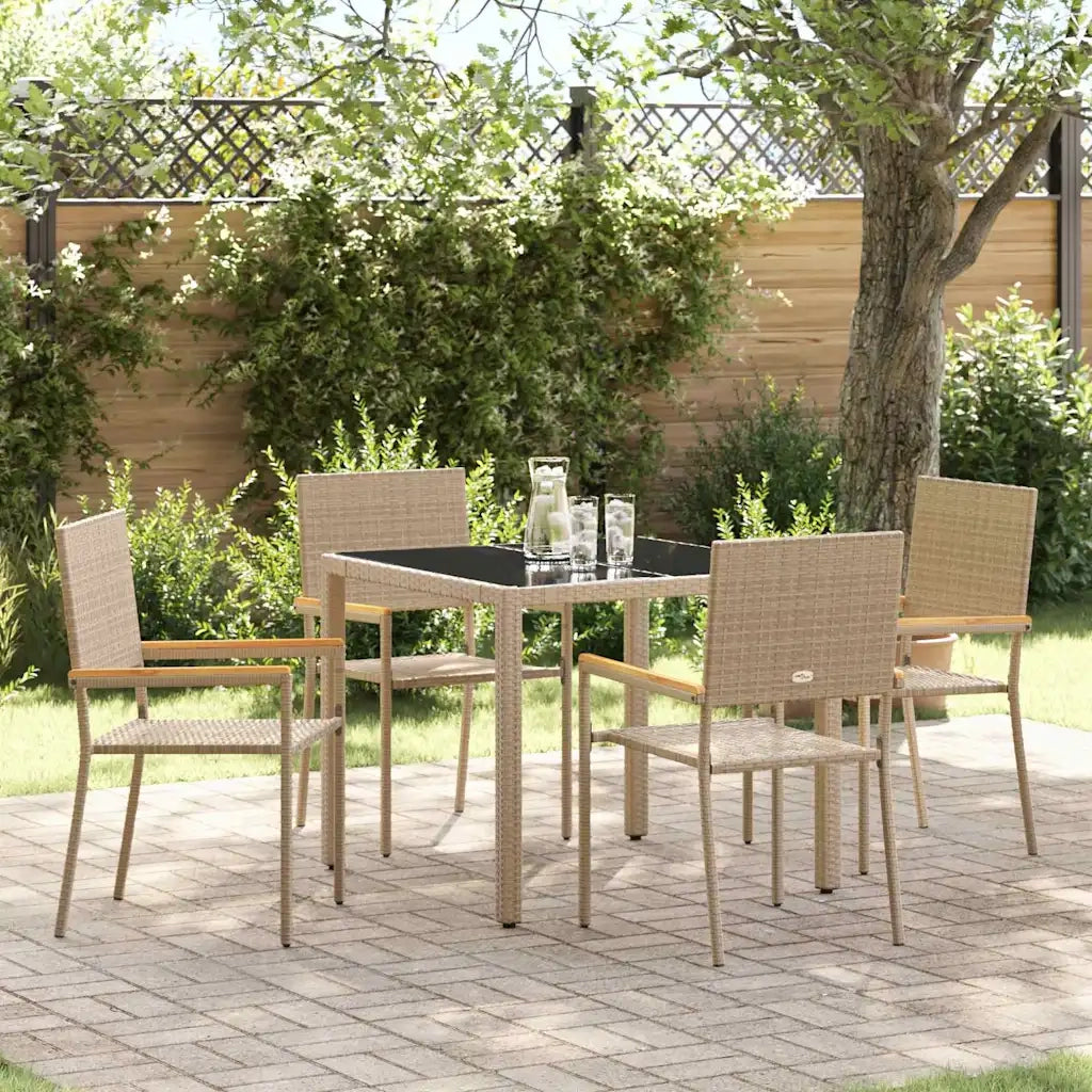 Set da Pranzo per Giardino 5 pz | Set Salotto da Giardino Beige polyrattan