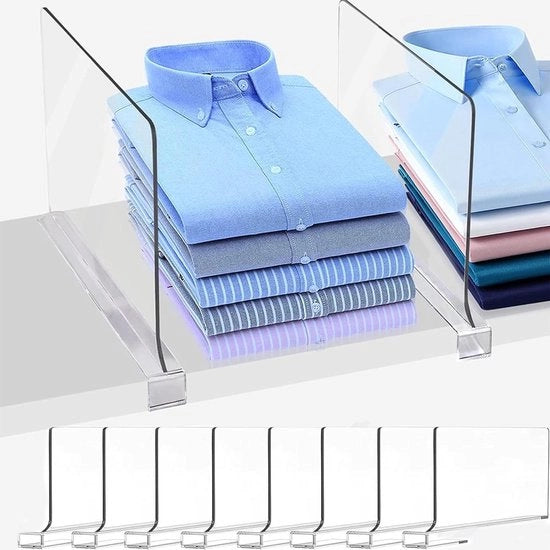 Divisori in plastica trasparente multifunzionali a 8 pezzi per cassetti in legno da camera da letto