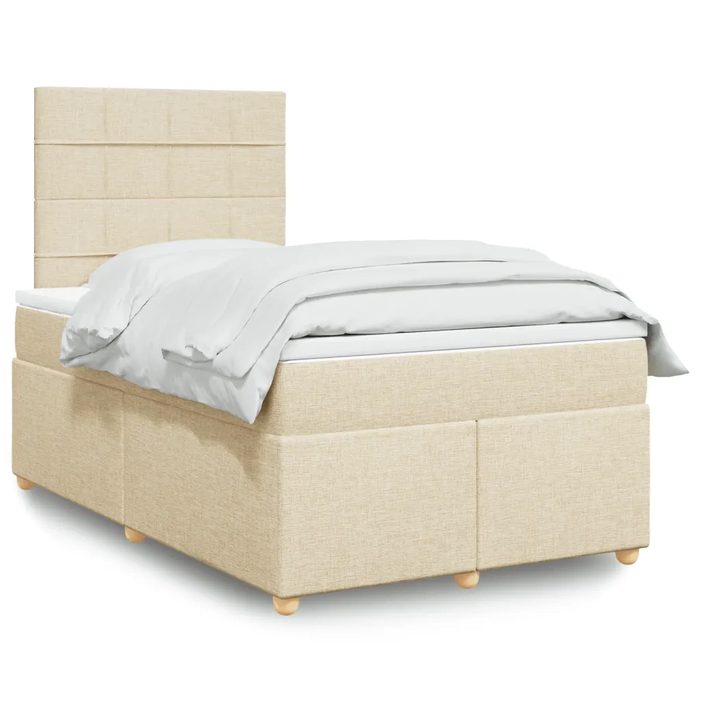 Giroletto a Molle con Materasso Crema 120x200 cm in Tessuto 3291252