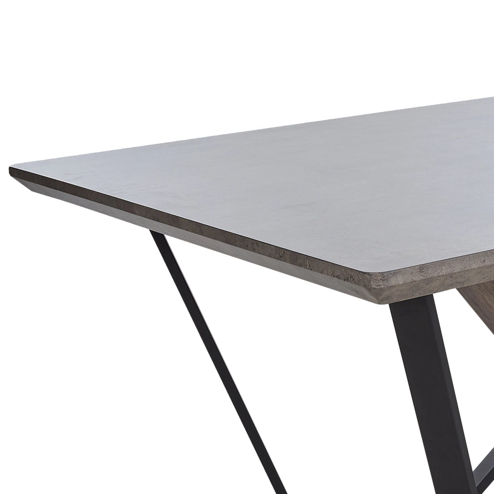 Tavolo da pranzo industriale con piano in MDF impiallacciato effetto cemento gambe in metallo  180 x 90 cm stile moderno sala da pranzo