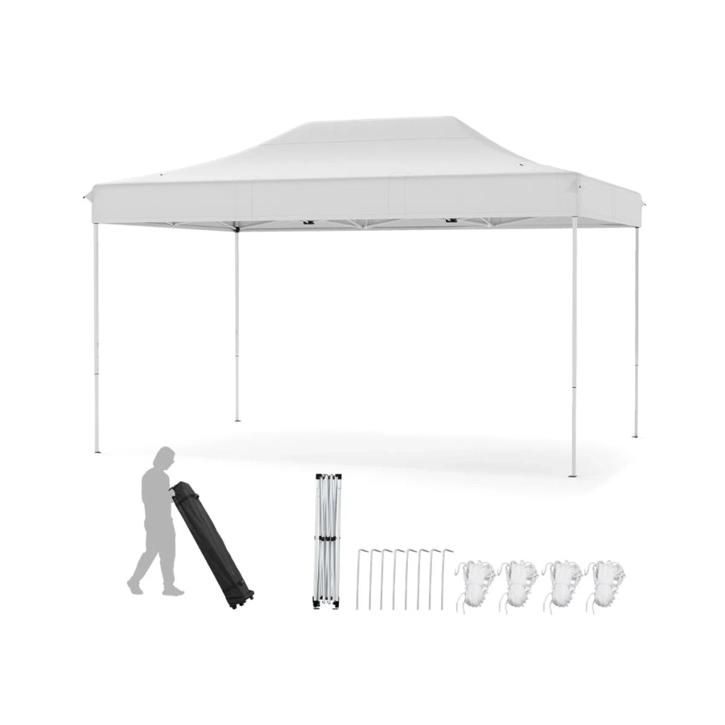 Gazebo da giardino 300 x 445 cm con 3 altezze regolabili robustezza rinforzata design moderno in tessuto Oxford beige 20_0014429
