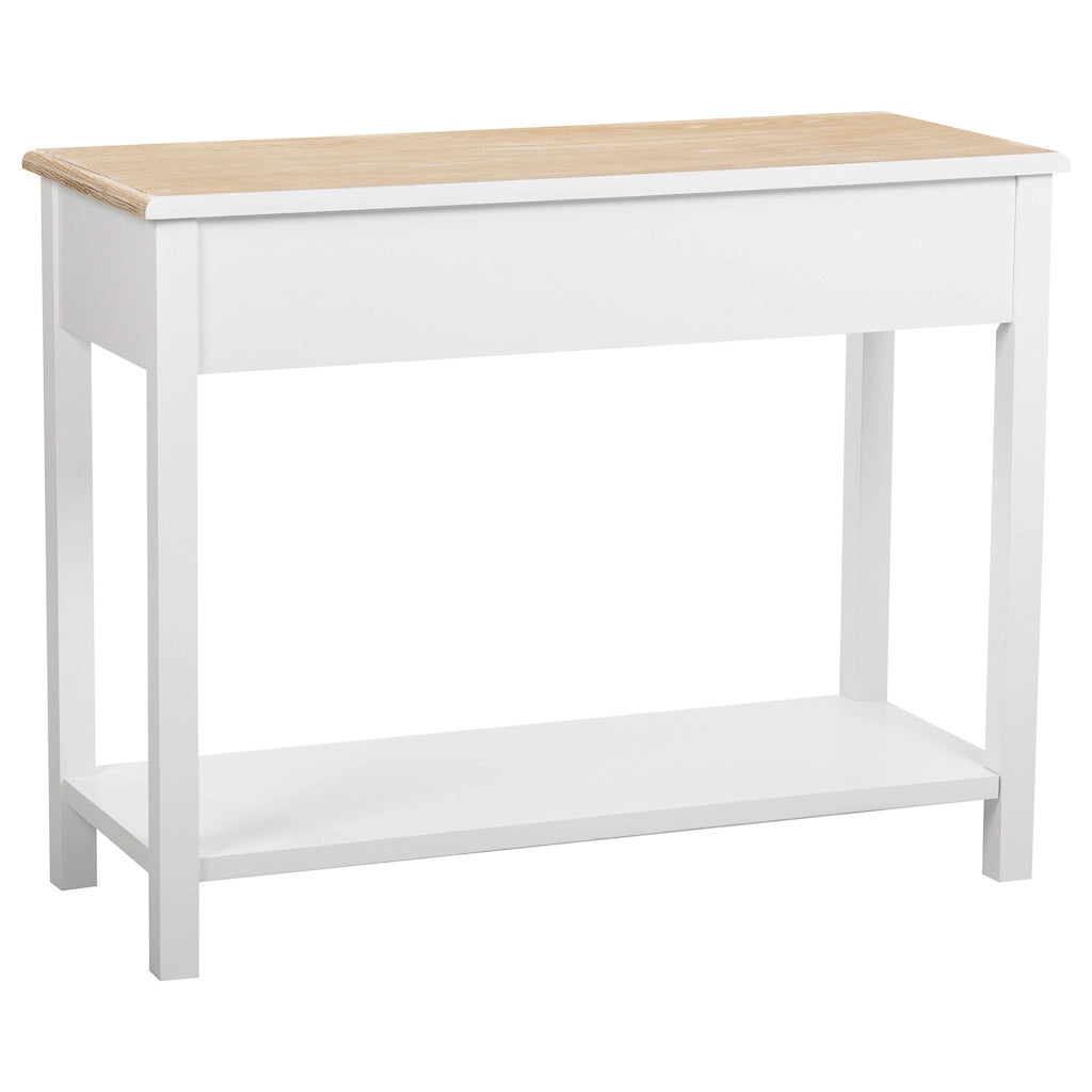 Mobile da ingresso in legno con 2 cassetti e 1 ripiano bianco 100x40x78