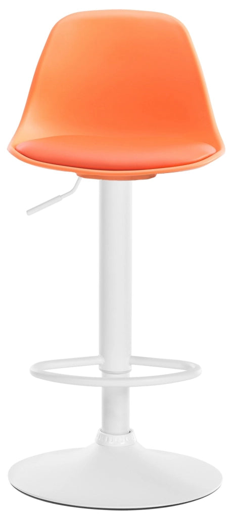 Sgabello di design KIEL in polipropilene e similpelle bianco,arancione