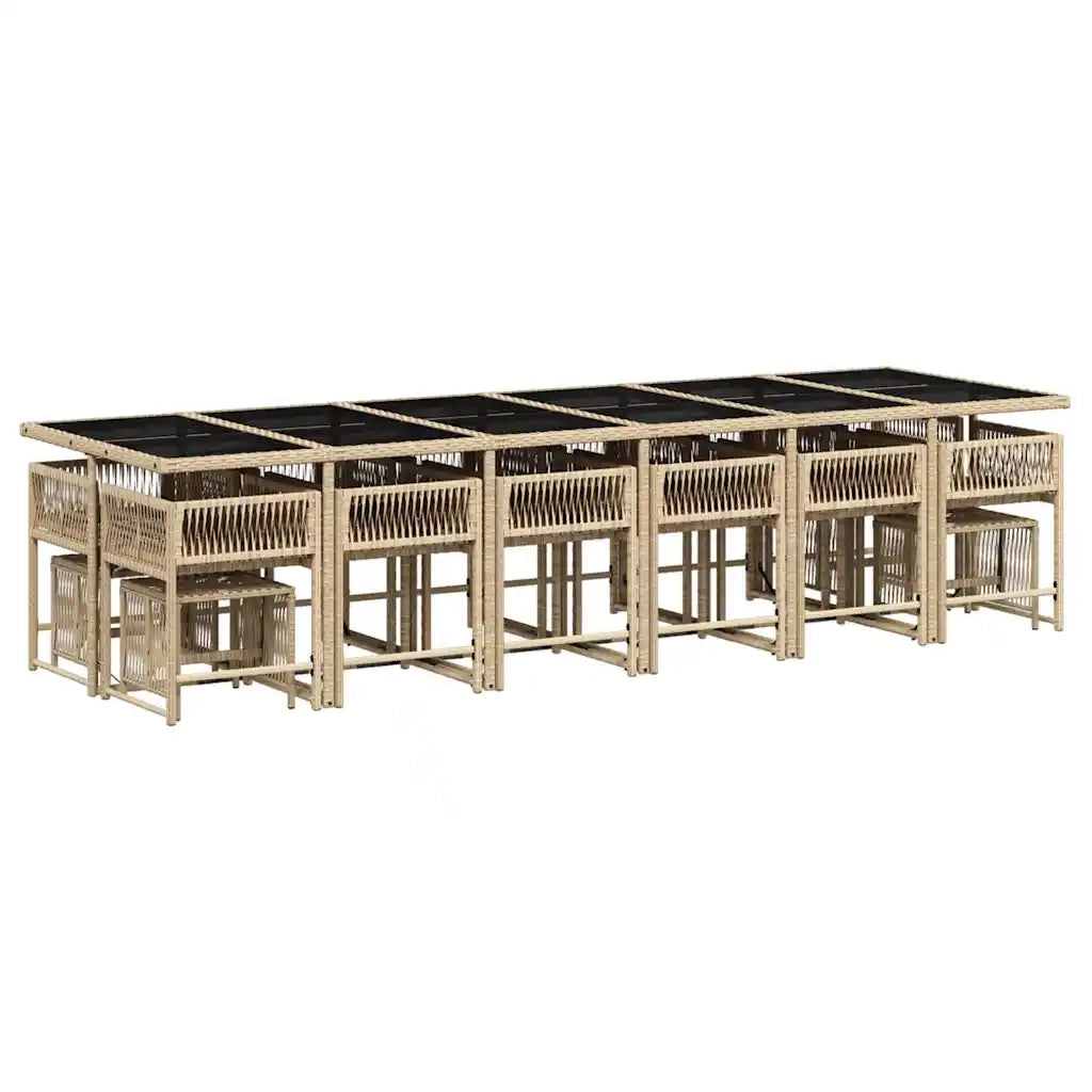 Set Pranzo da Giardino 17 pz con Cuscini Beige Misto Polyrattan 3211548
